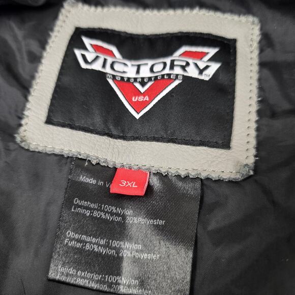 Victory Motorcycles Jacket Mens 3XL Black Gray Full Zip Nylon Embroidered Biker - Picture 14 of 15